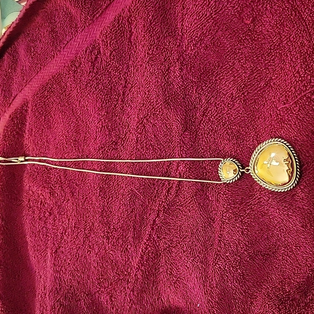 Chunky reversible two tone slider pendant necklace